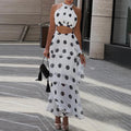 Halter Sleeveless Top & Layered Ruffle Skirt Set