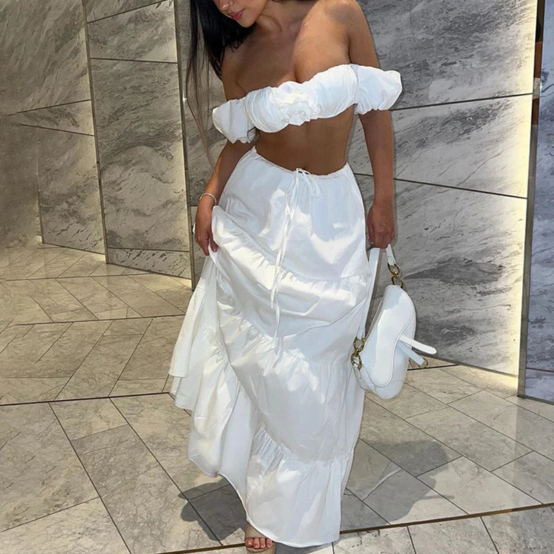 Casual Short Sleeve Pleat Skirt Outfit