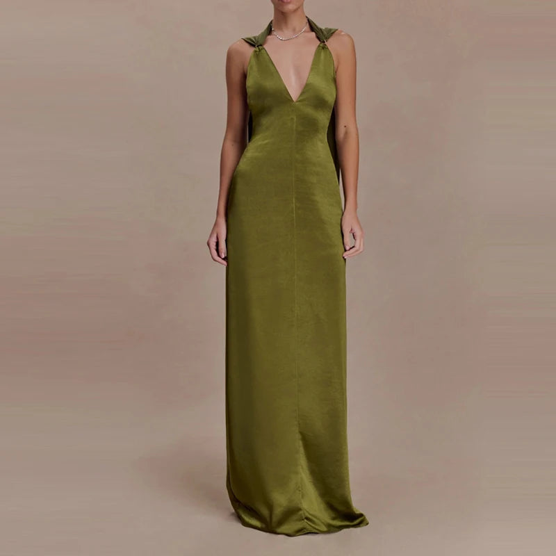 Halter Neck Satin Wedding Dress