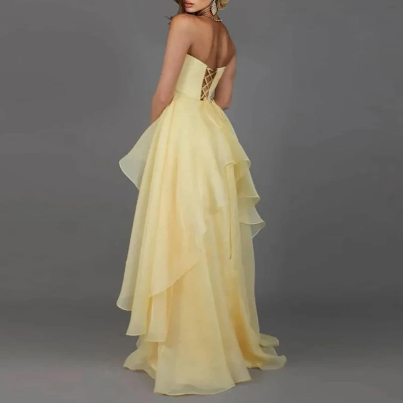 Strapless High Slit Prom Evening Dress Elegant