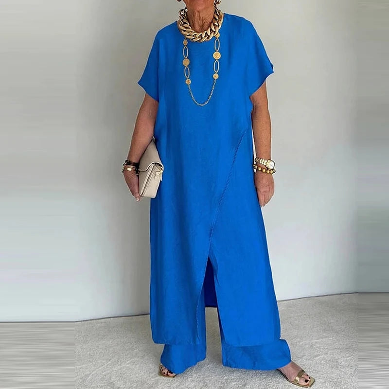 Simple Solid Loose Pant Suits