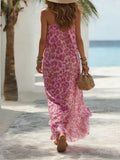 Leopard Print Beach Dress High Waist Chiffon