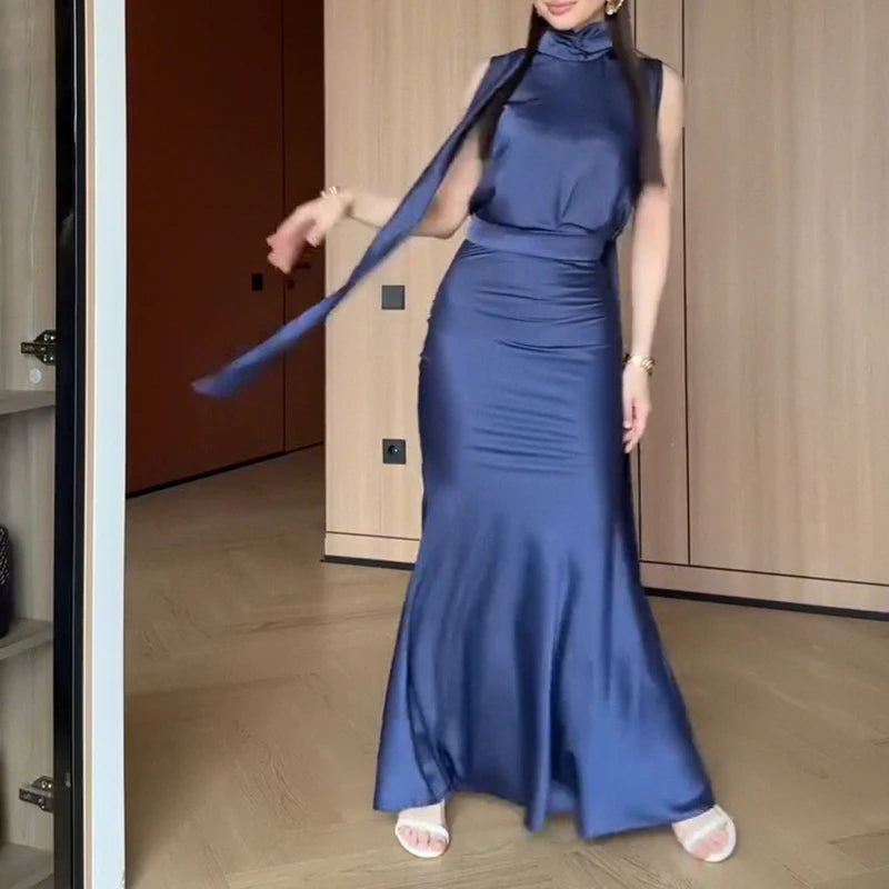 Sexy Sleeveless Solid Summer Maxi Dress