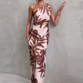 Boho Off Shoulder Dress Digital Print Long