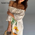 Off Shoulder Pleated Long Dress Size Women's Fashion