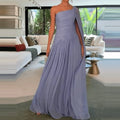 Fashion Draped Cape Sleeve Long Dress