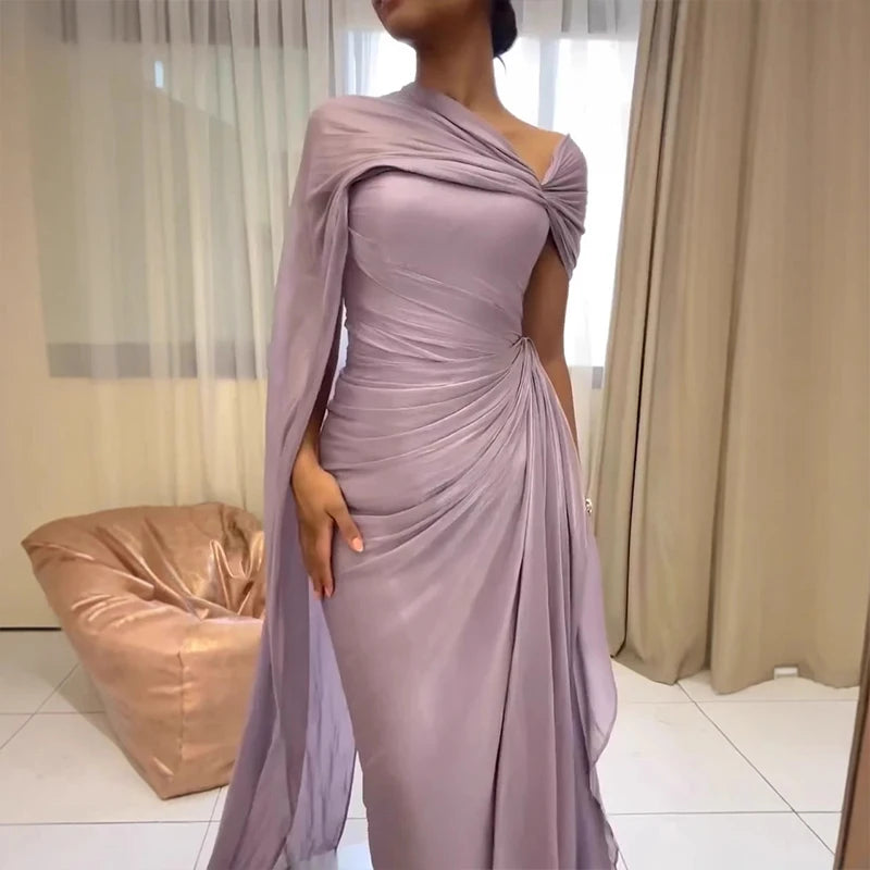 Irregular Shawl Slim Fit Long Dress