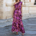 Slanted Shoulder Hight Waist Holiday Dress