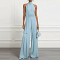 Halter Neck Draped Solid Jumpsuit