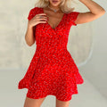 V-Neck High Waist A-Line Dress Summer
