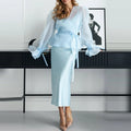 V-neck Tie-Up Shirt & Party Skirt Set