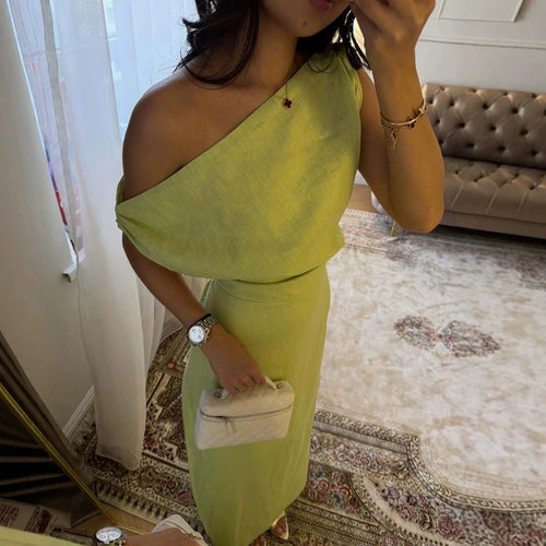 Chic Asymmetric Solid Color Party Dress