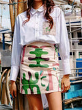 Graffiti Print Skirt Set Size Women's Fashion