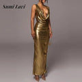 Backless V-Neck Sleeveless Dress