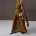Halter Backless Draped Dress