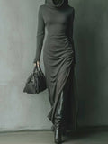 Casual Long Sleeve Sport Dress Elegant High Waist