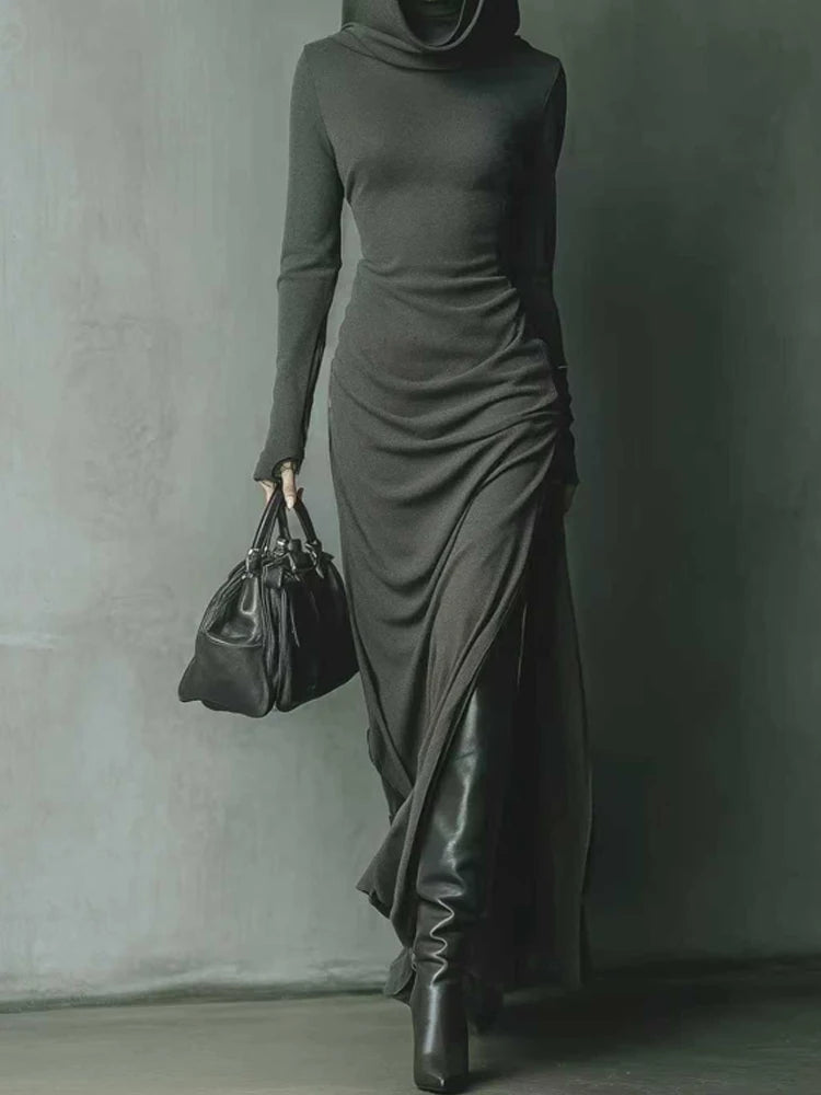 Casual Long Sleeve Sport Dress Elegant High Waist