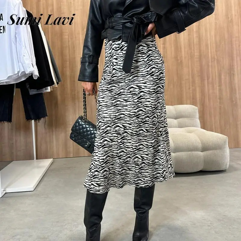Leopard Print Wrap Skirt Women's Elegant Party