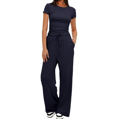 Casual Suit with Wide-Leg Pants