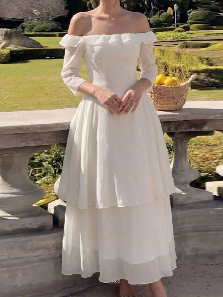 Off Shoulder Half Sleeved Party Dress