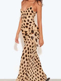 V Neck Animal Print Evening Party Dress