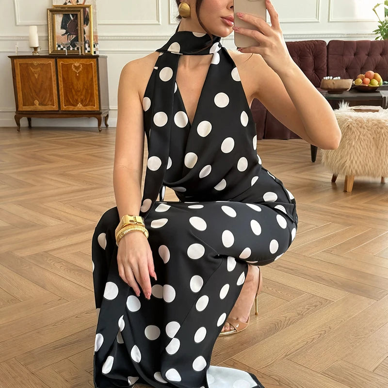 Dot Print Backless 2Pc Suit