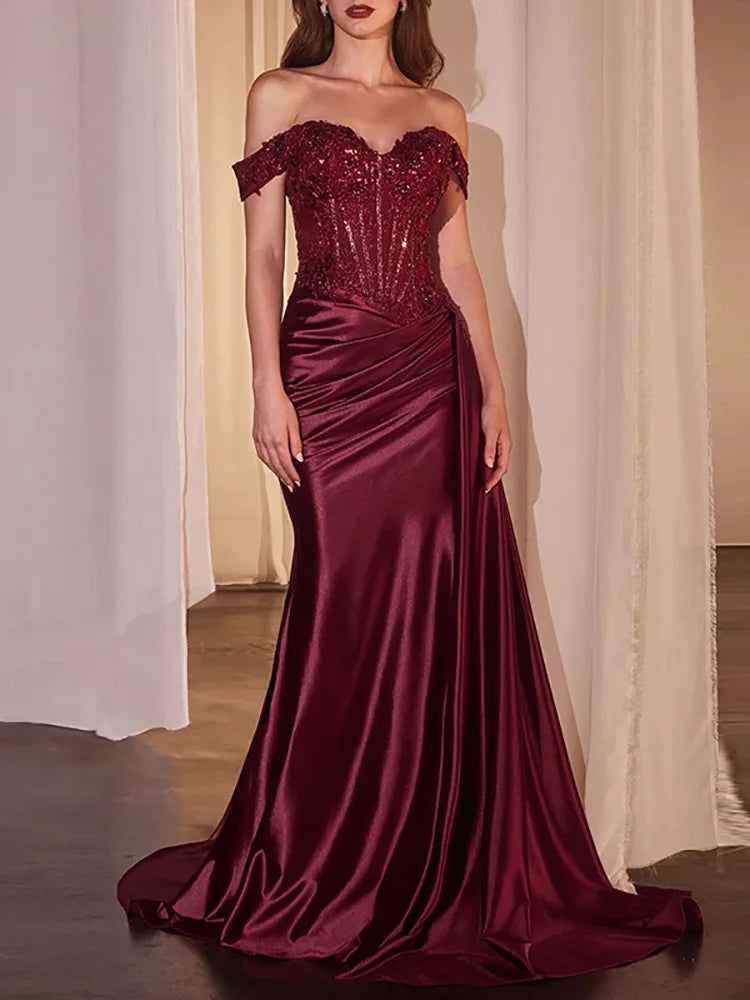 Draped Slim Cocktail Dress with Sequin Splicing