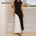 Black White Color Block Swing Dress