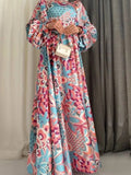 Elegant Pattern Print Lantern Sleeve Dress