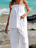 Strapless Top & Wide Leg Pant Set