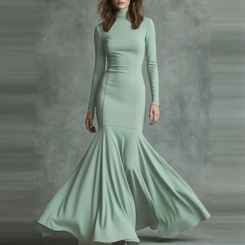 Skinny Dress Women's Elegant Turtleneck Style