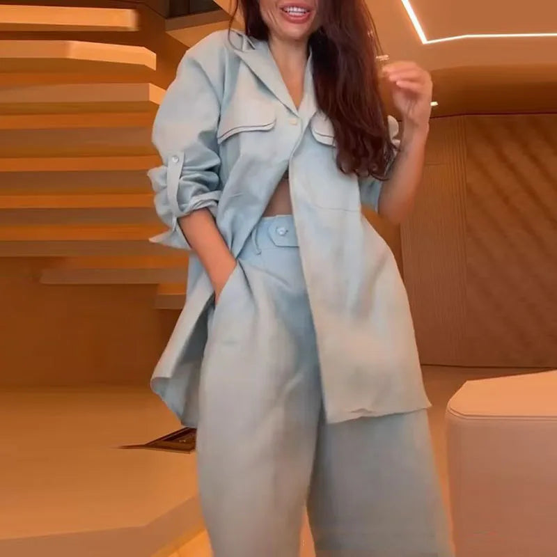 Lapel Collar Shirt & Short Pant Set