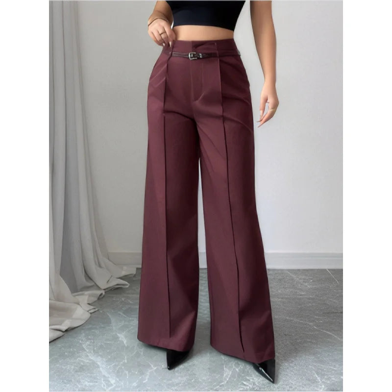 High-Waisted Loose Straight-Leg Trousers
