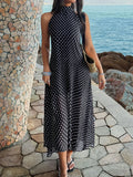 Pleated Solid Long Dress
