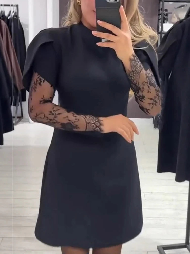 Lace Patchwork A-Line Dress