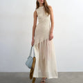 Mesh Splicing Asymmetry Long Dress