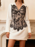 Lace Color Blocking Dress