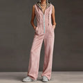 V-neck Pocket Hooded Romper