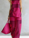 O-neck Vest Tops & Wide Leg Pants