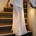 Jacquard Maxi Skirt Women's Elegant Lace Patchwork