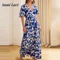 Vintage Pattern Print French Long Dress