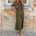 V-neck Long Sleeve Top & Long Skirt Set
