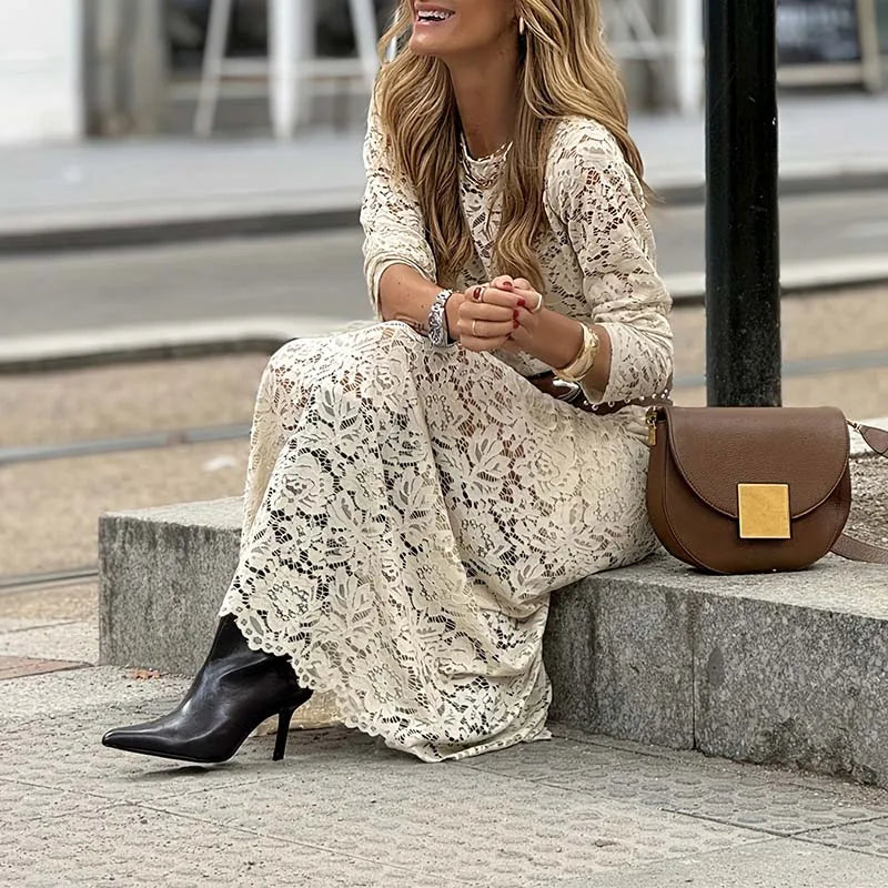 Elegant Lace Embroidery Slim Two Piece Suits