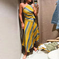 Striped Print Asymmetric Dress Size 10