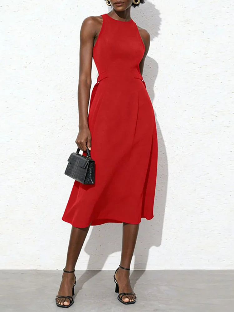 Casual Sleeveless High Waist Long Dress