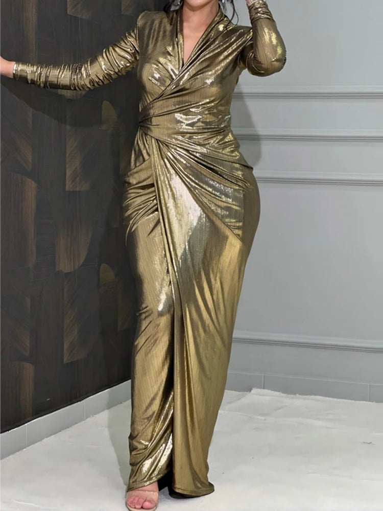 Irregular Waist Long Dress Size