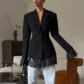 Splicing Button Jacket Women's Elegant Outercoat