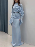 Elegant O-neck Patchwork Irregular Gowns Women's