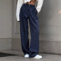 Elegant Wide-Leg Straight Striped Trousers