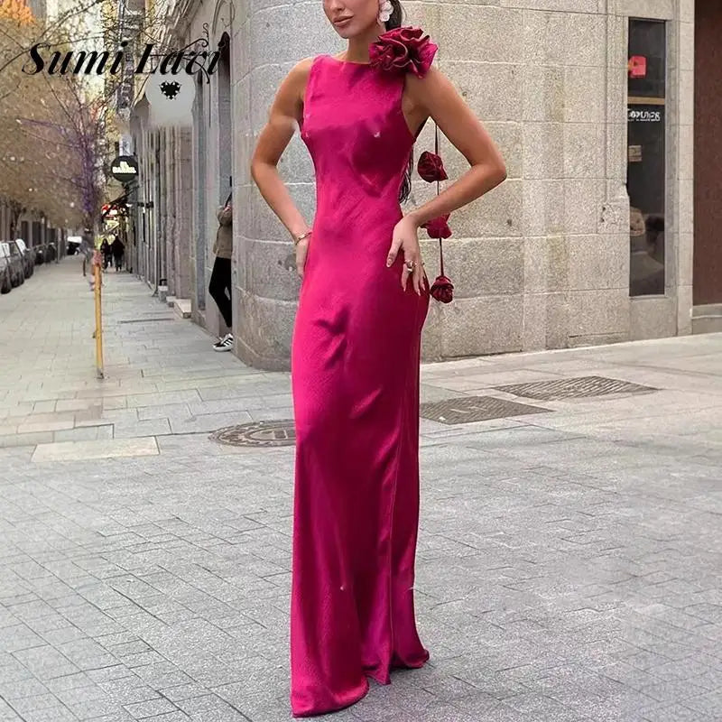 Sleeveless Solid Long Dress